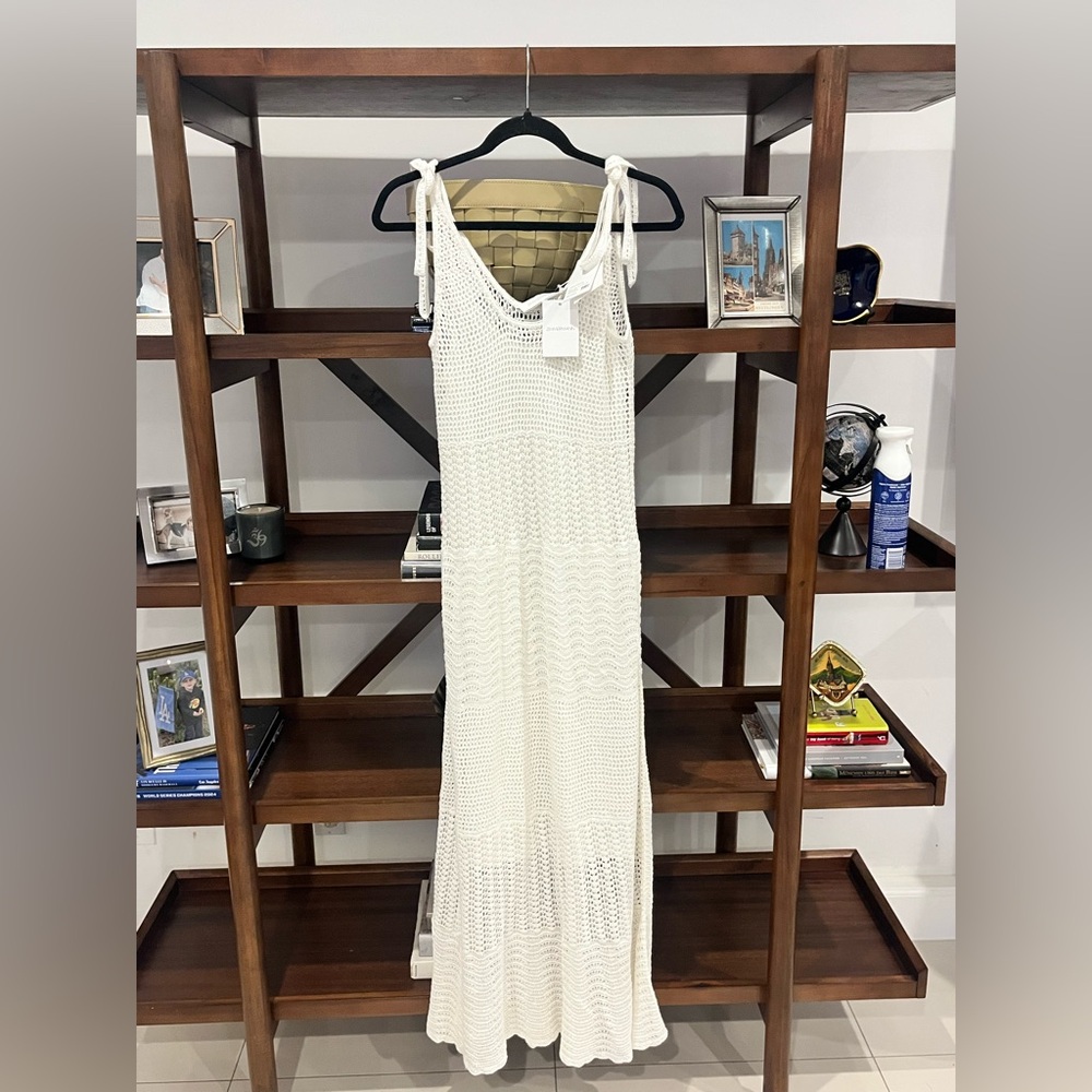NWT ZIMMERMANN Crochet-knit linen-blend midi dress - Picture 2 of 6